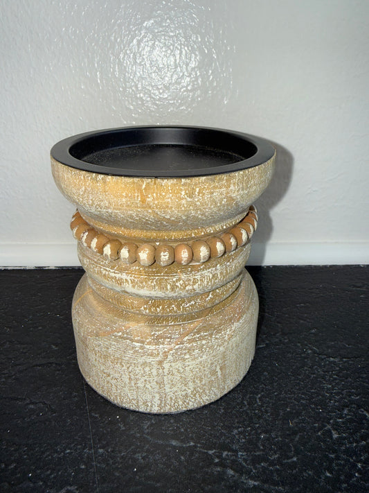 Small Wooden Candle Holder Accent