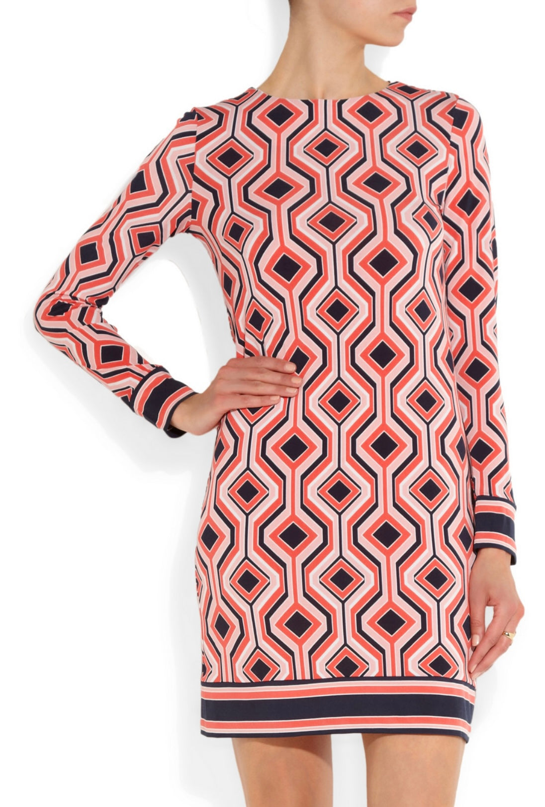 MICHAEL Michael Kors (XS) Pink Pattern 3/4 Sleeve Midi Dress