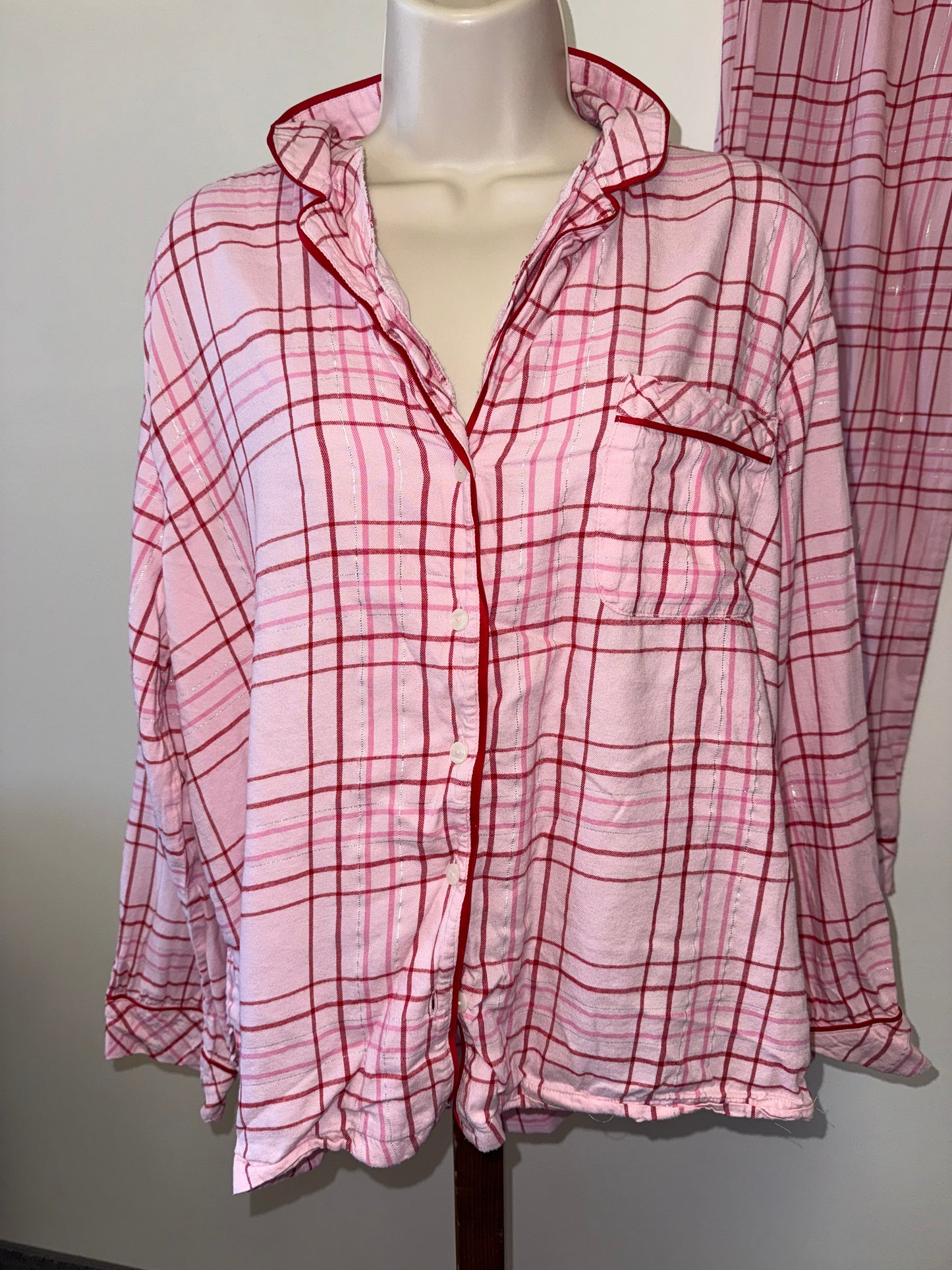 Victoria's Secret (Large) Pink & Red Plaid Sleep Pajama Set