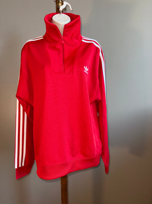 NWT Adidas (Small) Brand New Red 3/4 Zip Up High Neck Track Top Sweatshirt