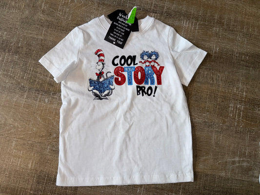 Rabit Skins L.A.T Apparel (3) Brand New Dr Seuss 'Cool Story Bro' Glitter Tee