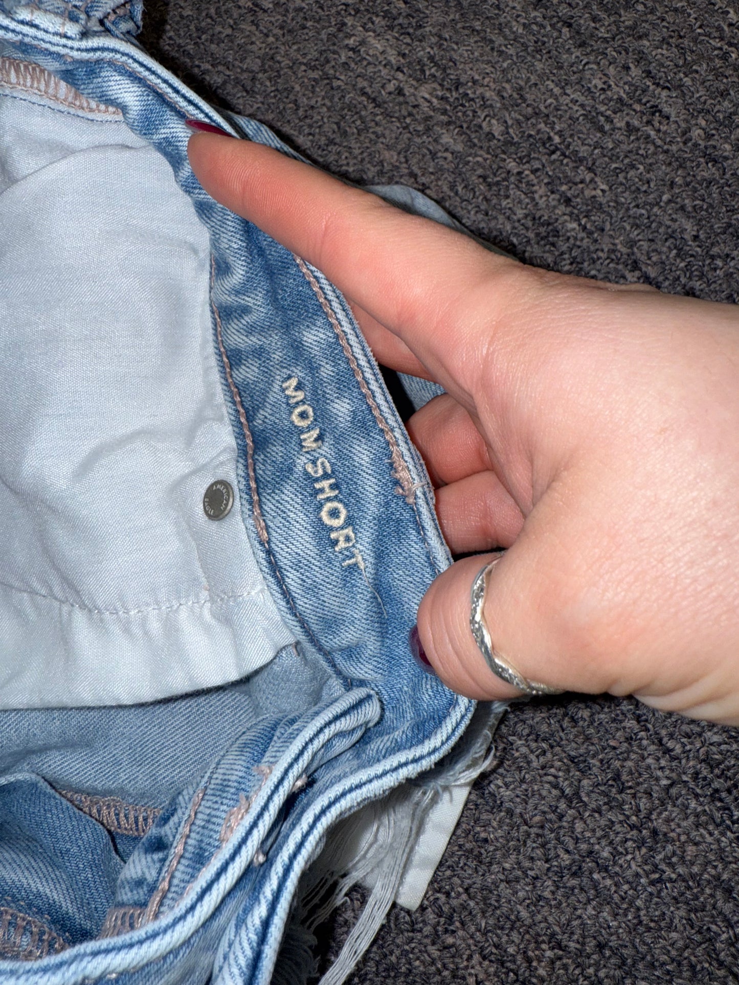 American Eagle (16) Distressed Denim Mom Jean Shorts