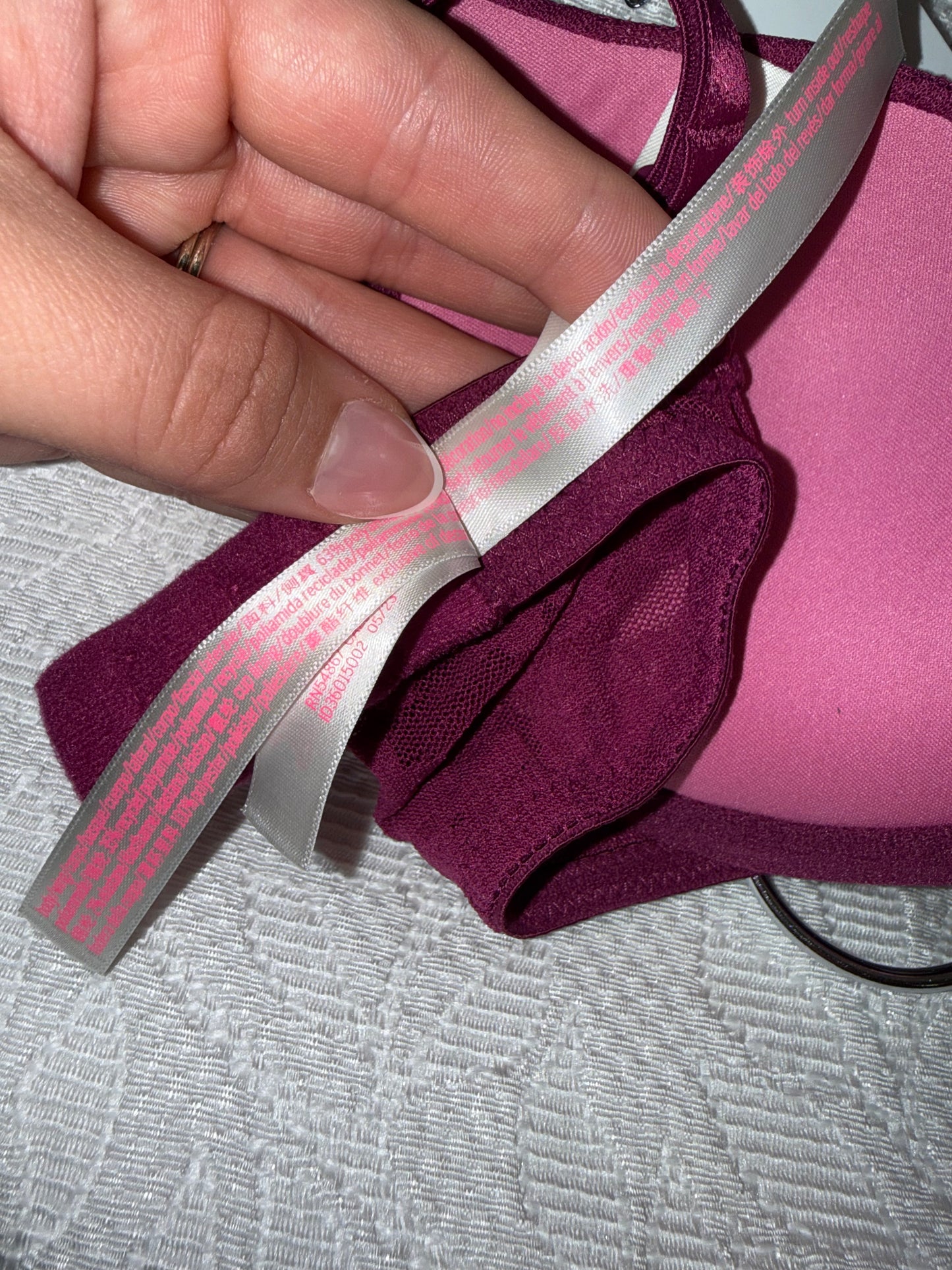 Pink lace bra