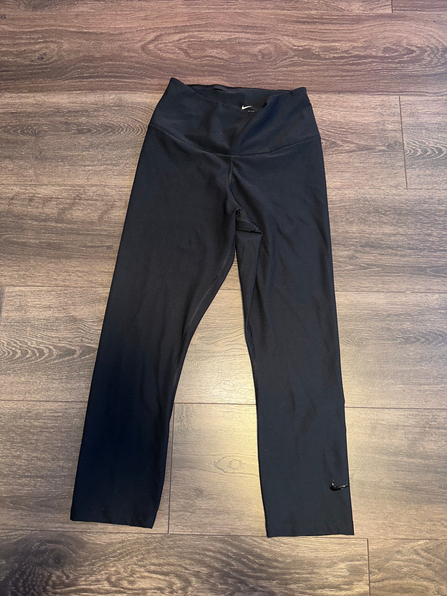 Nike (Small) Black Dri Fit Recycled Materials Leggings with Ribbed Back Waist