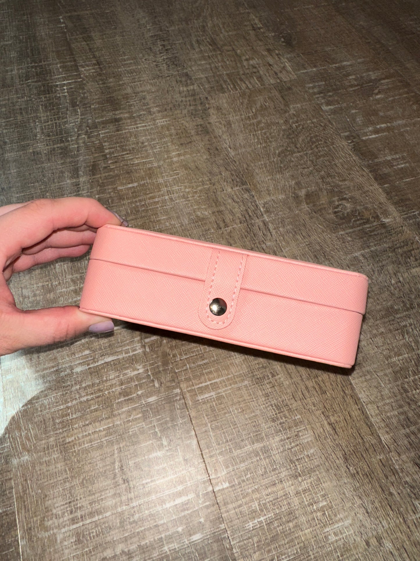 Small Travel Sized Pink Rectangular Jewelry Box