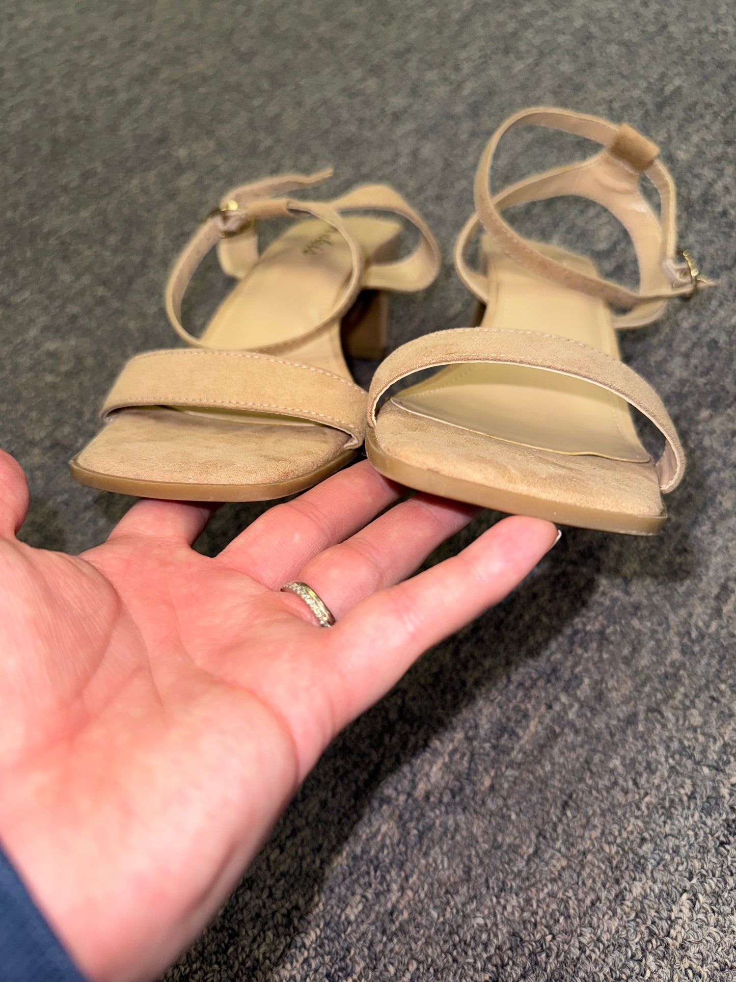 Ankis (8) Nude Open Toe Heels with Adjustable Ankle Strap