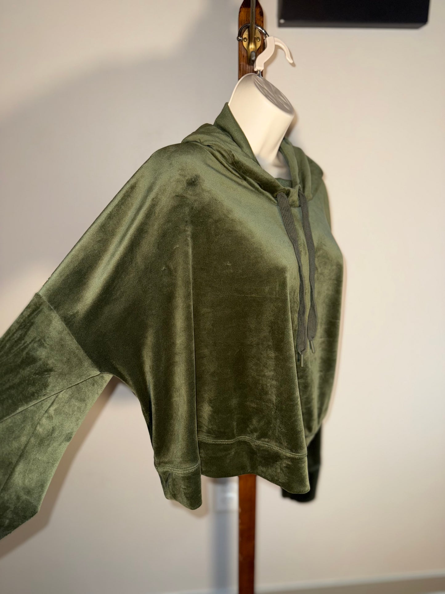 aerie (Large) Green Soft Material Cropped Hoodie