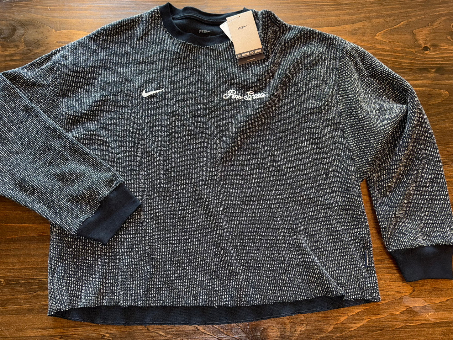 NWT Nike Yoga (Medium) Brand New Black/Grey Knit Cropped Crewneck Sweatshirt
