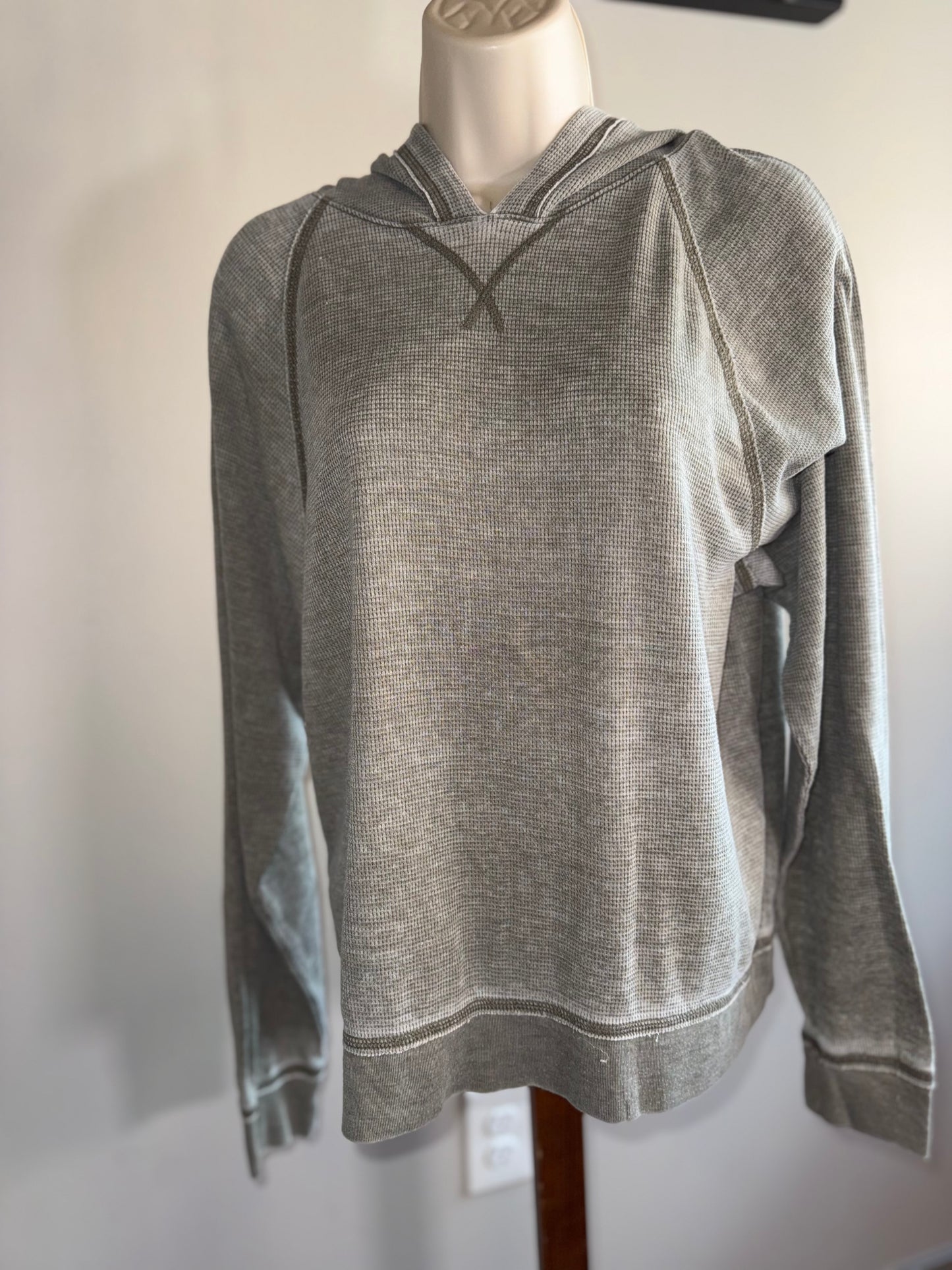 Lucky Brand (Large) Green Waffle Knit Long Sleeve with Hood