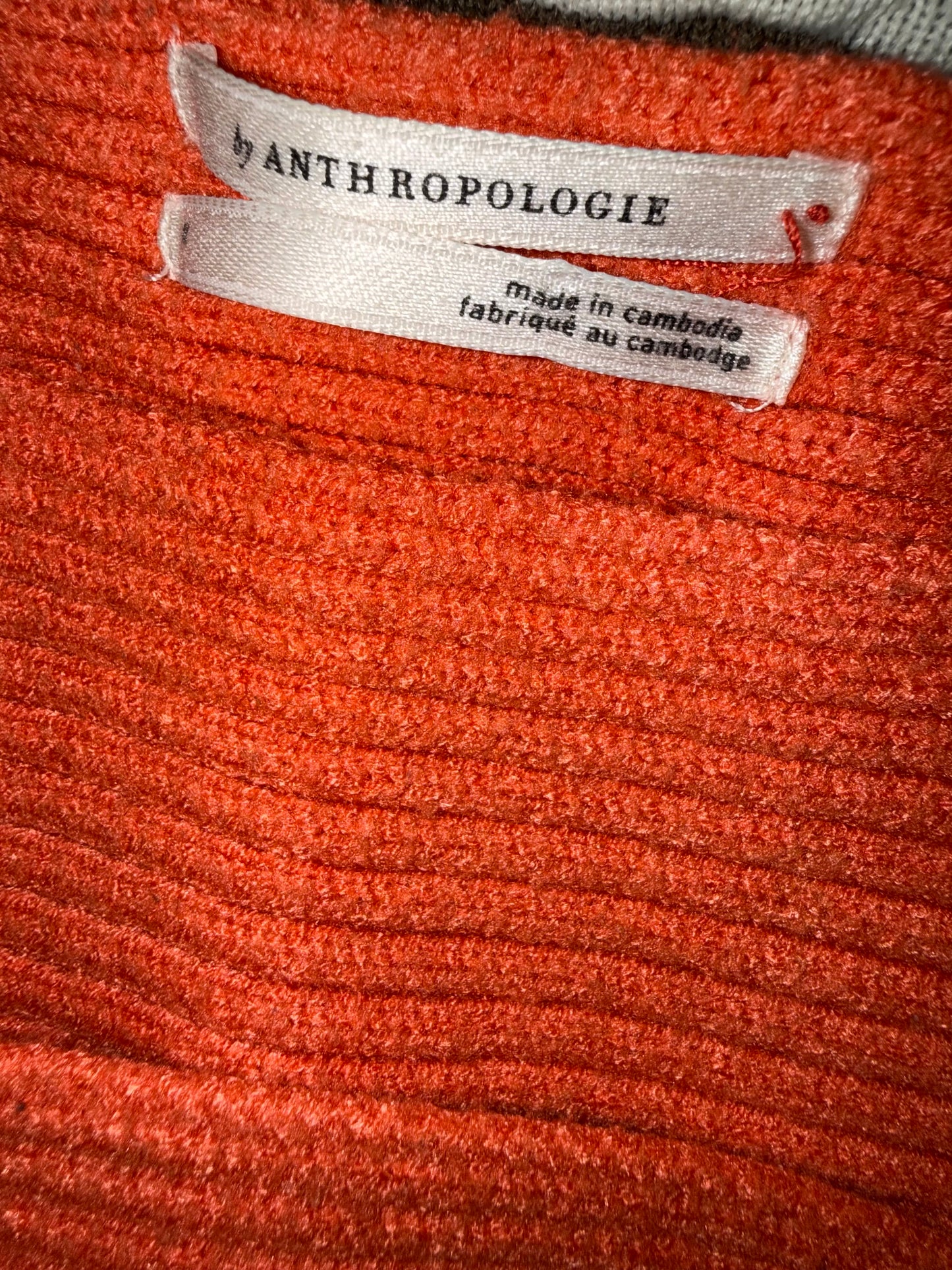 Anthropologie (Medium) Orange Off-the-Shoulder Ribbed Sweater