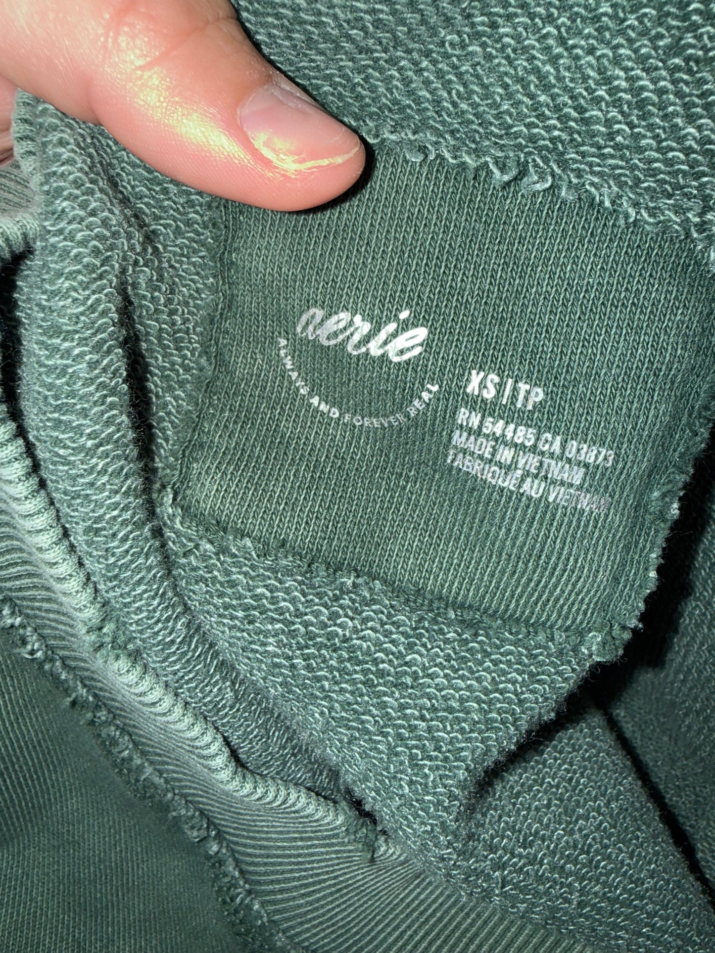 Aerie (XS) Green V-Neck Oversized Sweatshirt