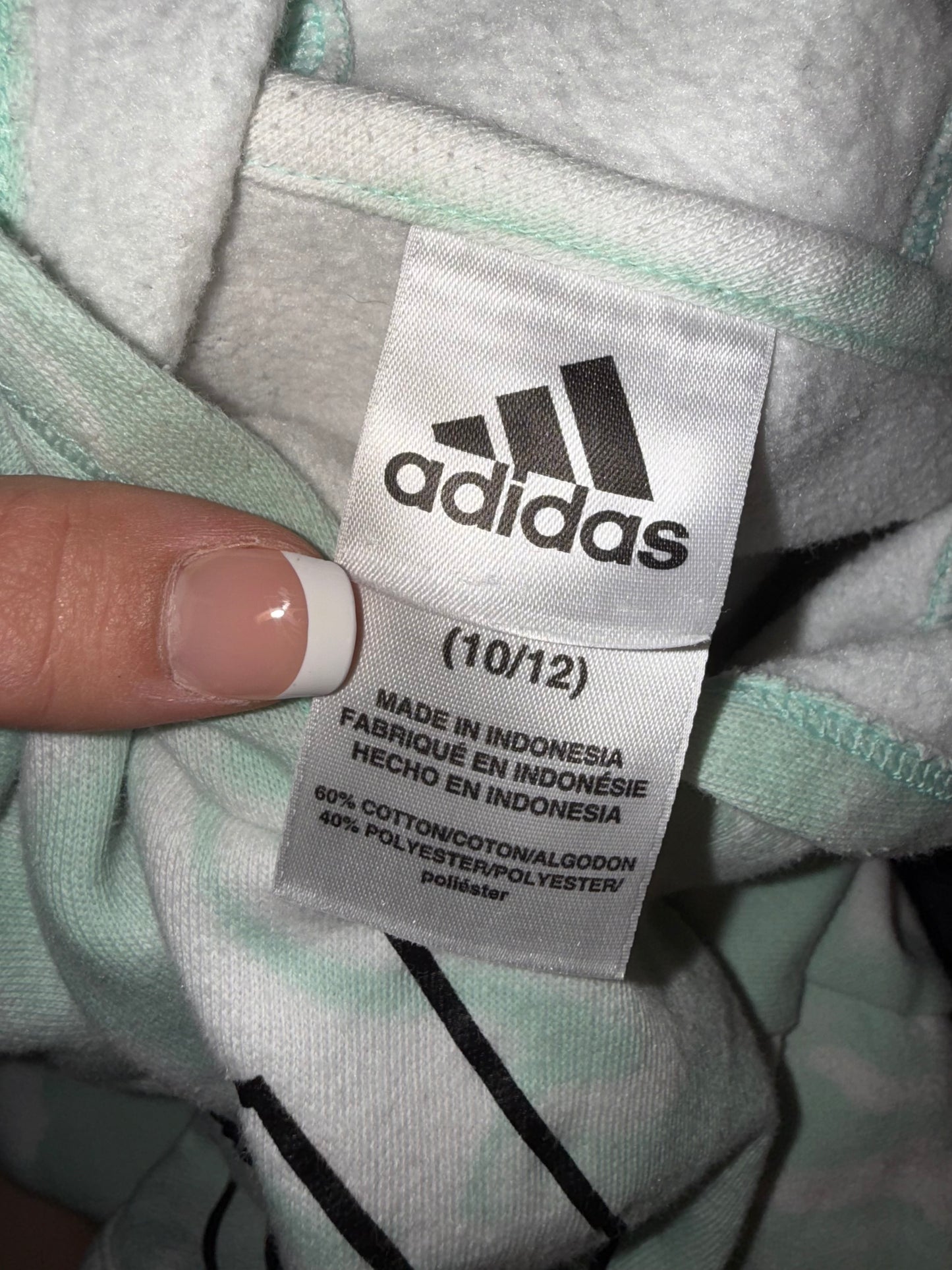 adidas (Medium (10-12)) Blue//White Swirl Pattern Kids Hoodie
