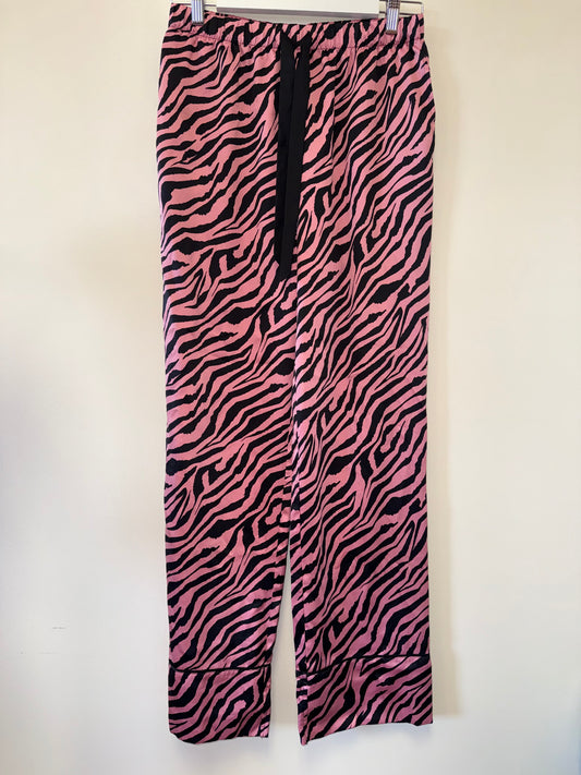 Victoria's Secret (Small) Pink and Black Zebra Print Polyester PJ Pants