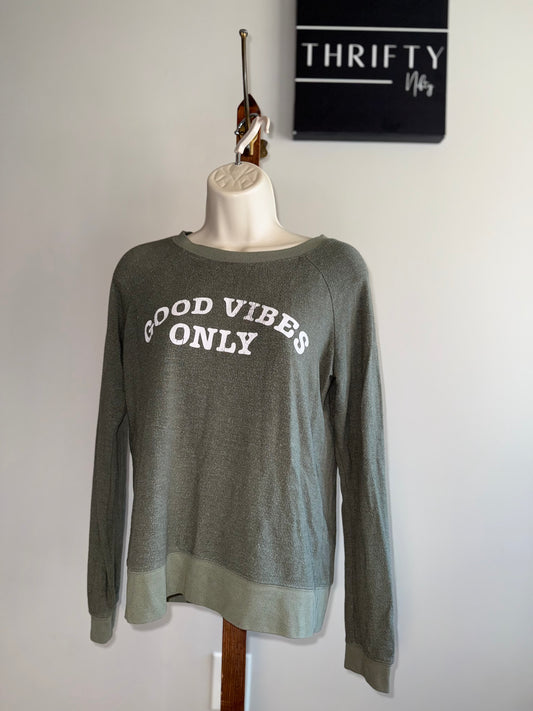 Grayson Threads (XS) 'Good Vibes Only' Green Crewneck Sweatshirt