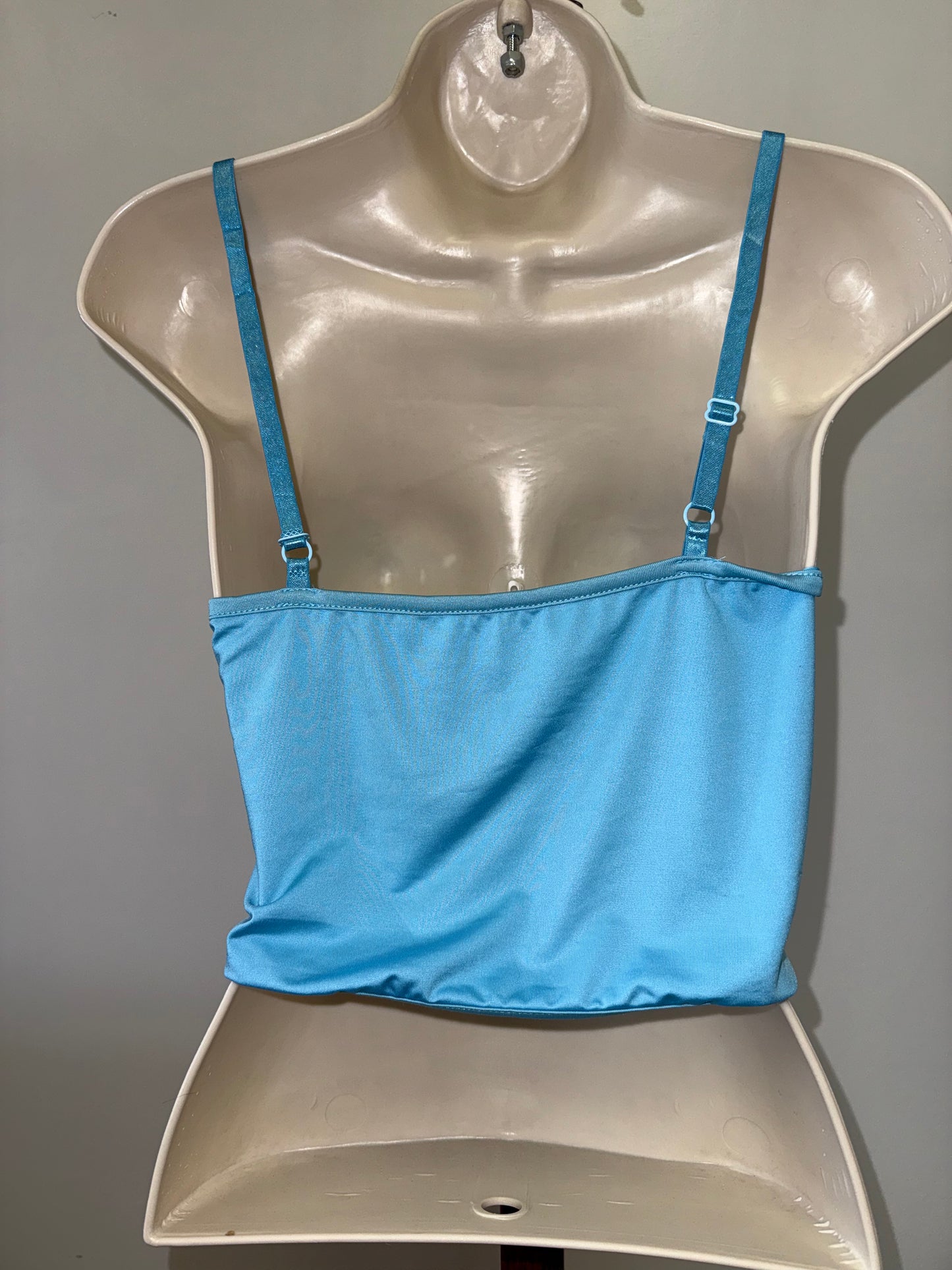 (Small) Blue Corset Cropped Tank with Lace Detailing