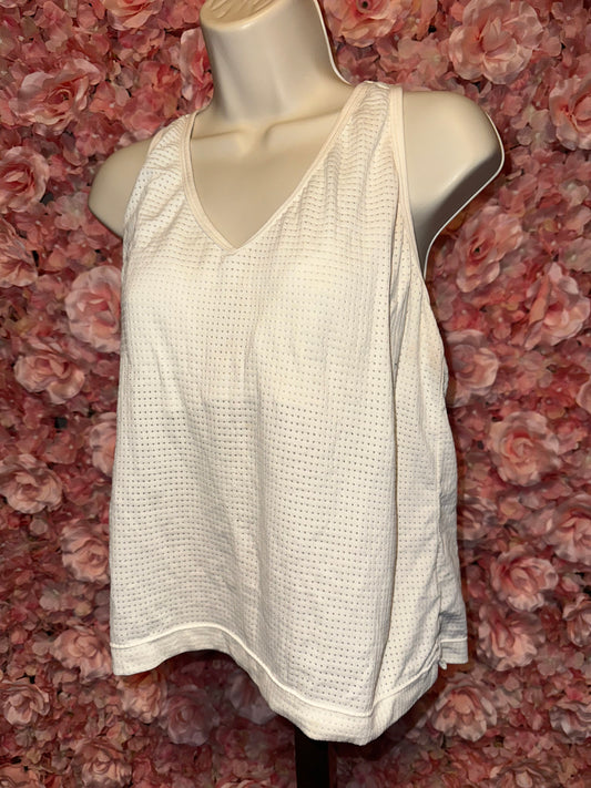 Nike (XL) Neutral Mesh V-Neck Tank Top with Built in Sports Bra