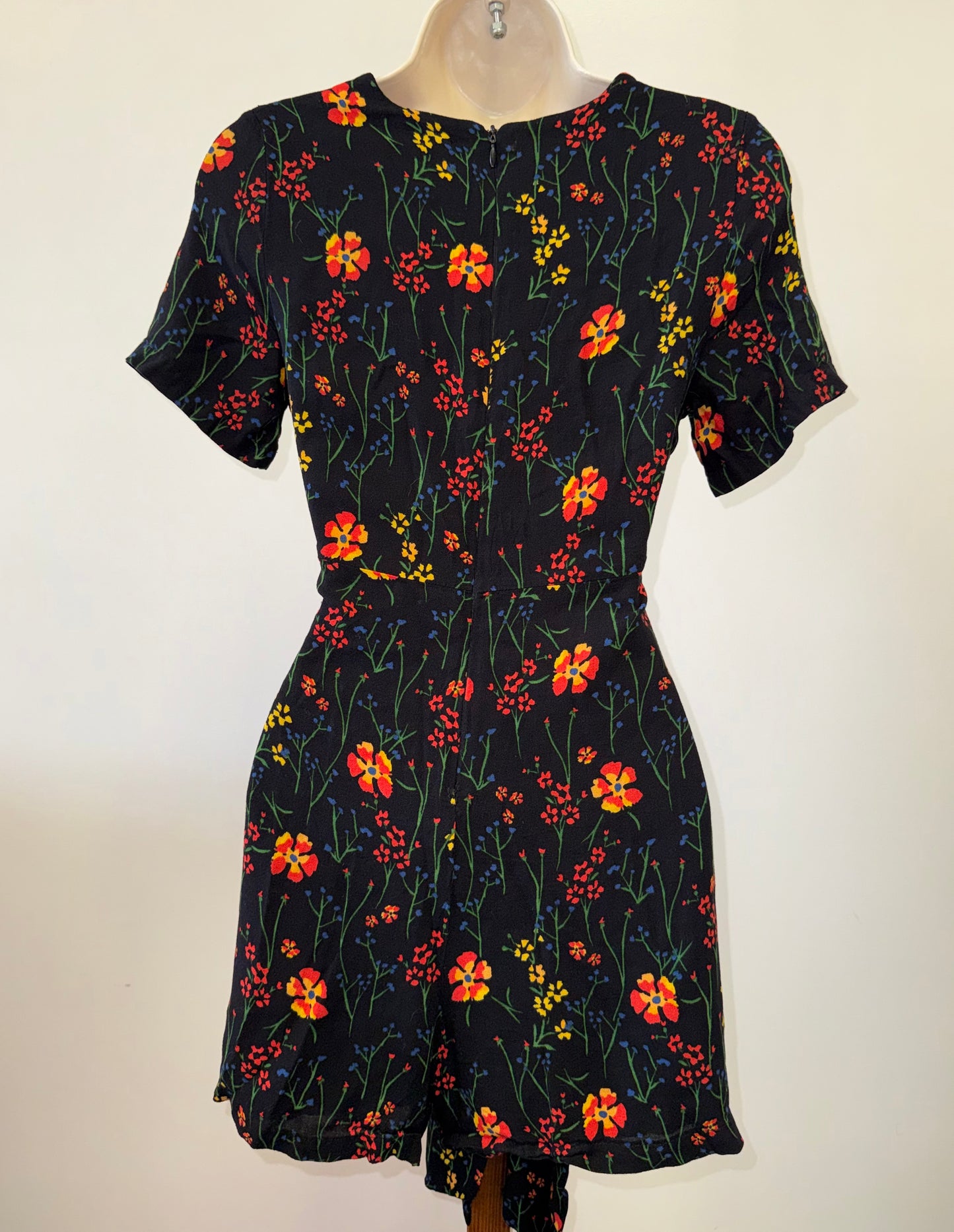 Free People (4) 'Bet You Do' Black Romper with Colorful Flower Pattern