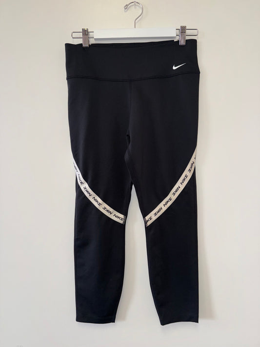 Nike (Large) Black and White Logo Pattern Dri Fit Leggings