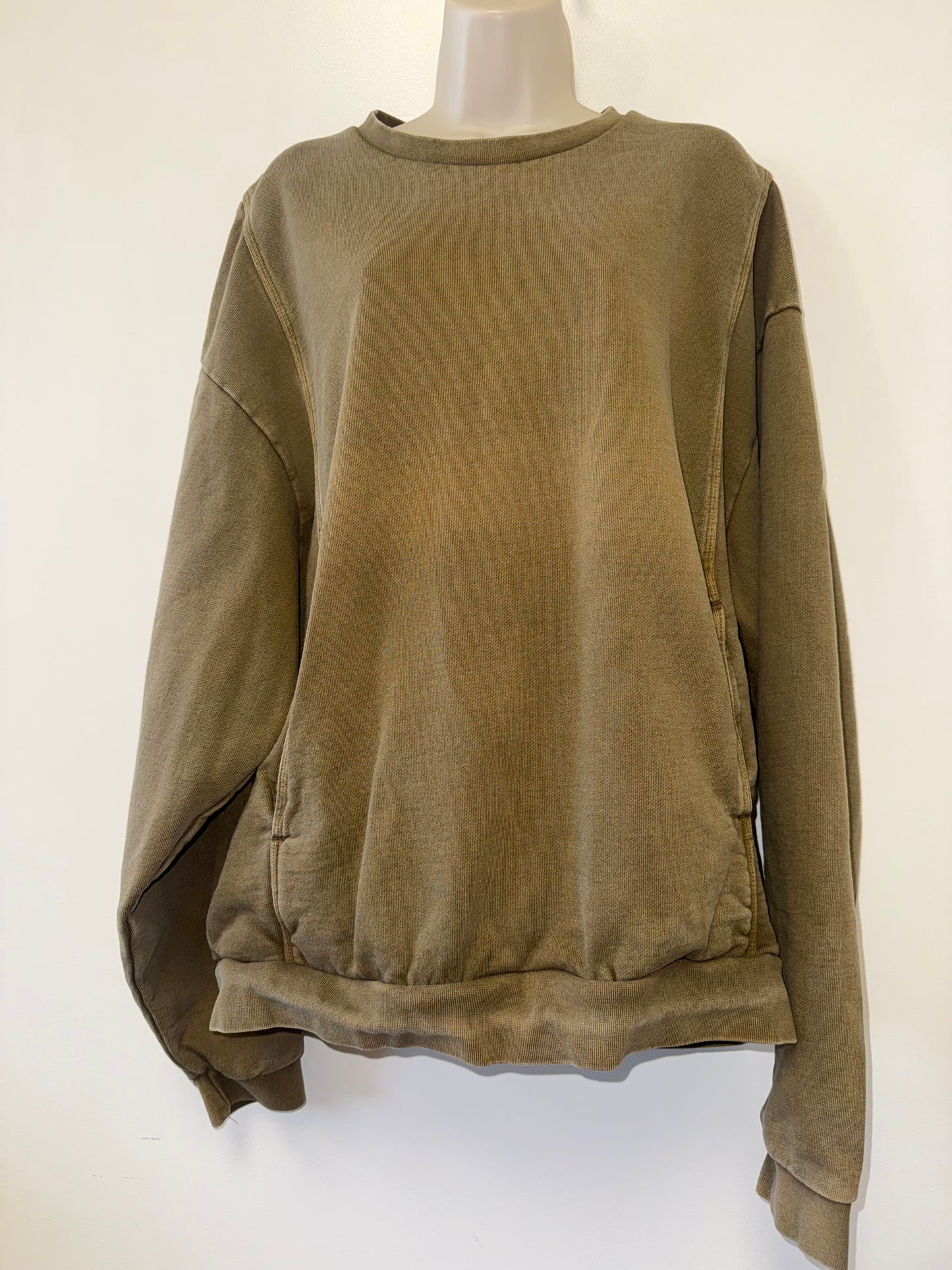 Zara (Medium) Green Oversized Thick Crewneck with Pockets