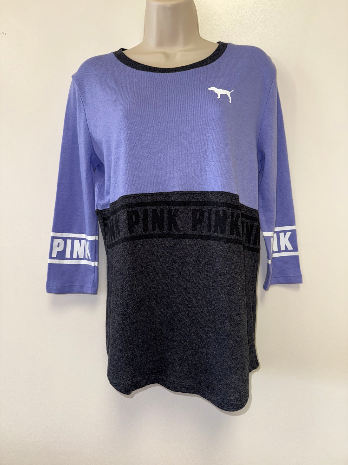 NWT PINK Victoria's Secret (XS) Brand New Grey//Purple 3/4 Sleeve Top