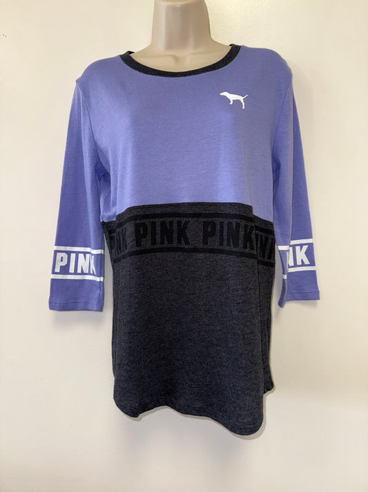 NWT PINK Victoria's Secret (XS) Brand New Grey//Purple 3/4 Sleeve Top