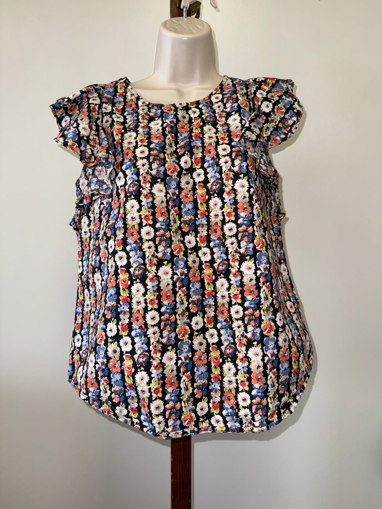 Mercantile By J. Crew (0) Colorful Lightweight Blouse with Ruffled Sleeves