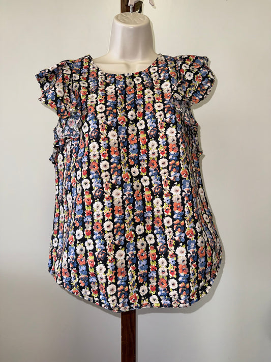 Mercantile By J. Crew (0) Colorful Lightweight Blouse with Ruffled Sleeves