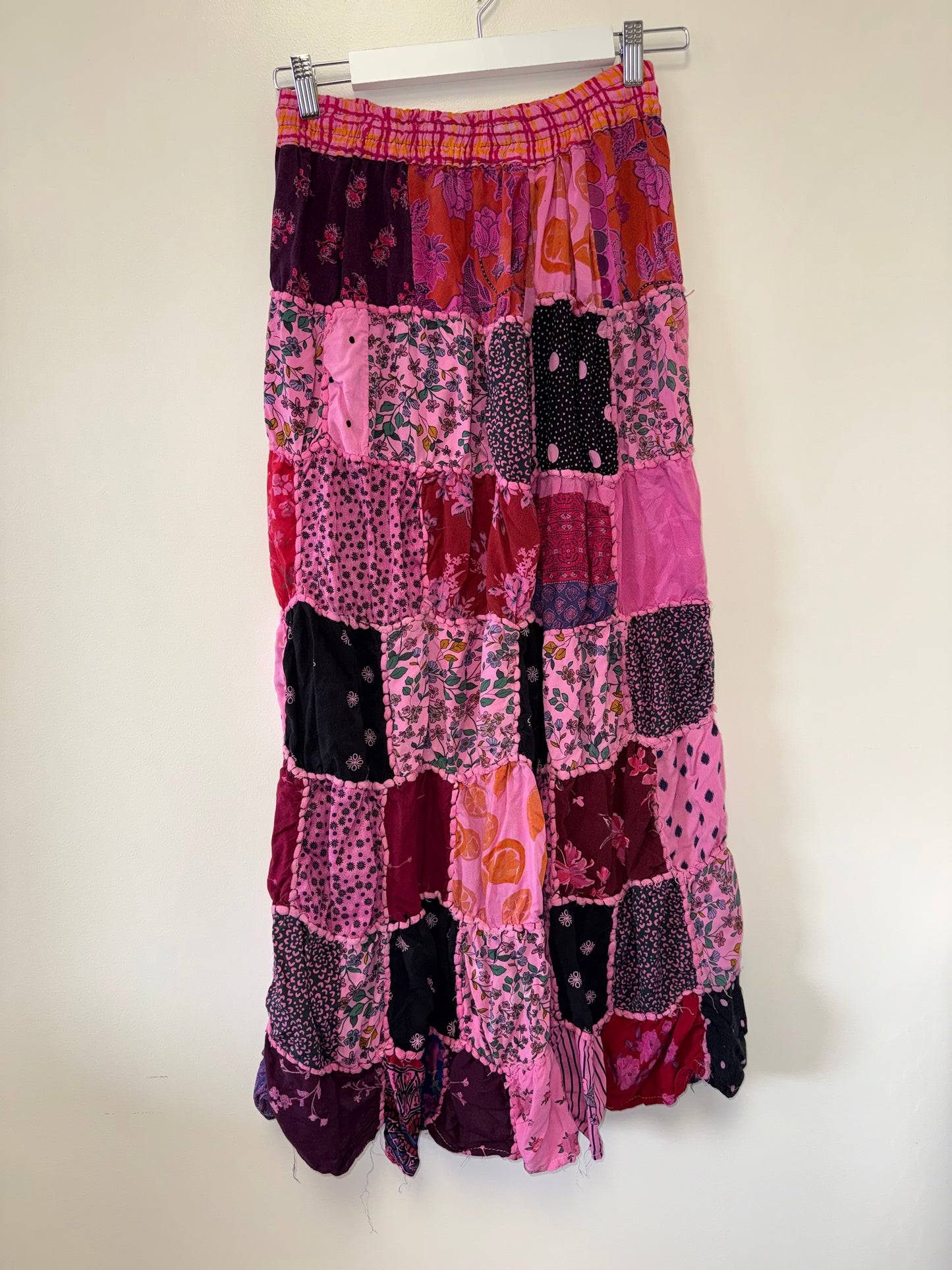 Vevez (Free Size) Boho Maxi Skirt with Floral Patchwork Pattern