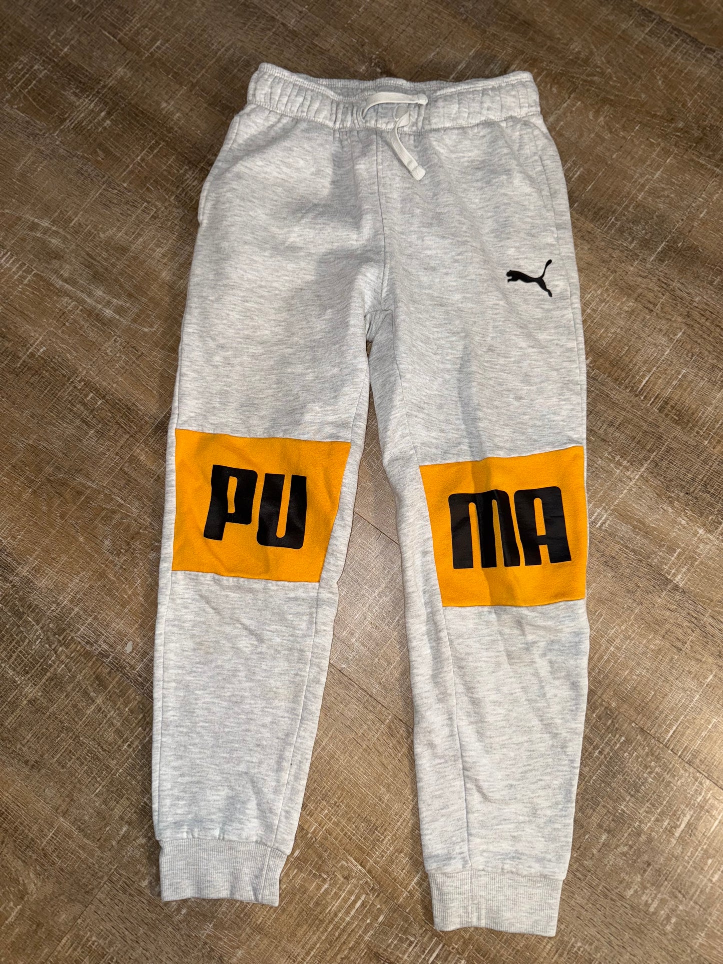 Puma (Kids Medium) Grey//Yellow Jogger Sweatpants