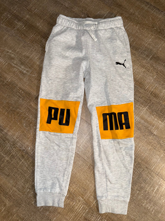 Puma (Kids Medium) Grey//Yellow Jogger Sweatpants