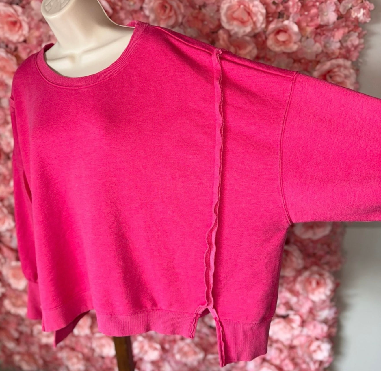 Grace + Karin (1X) Hot Pink Loose Fit Crewneck Pullover Sweatshirt