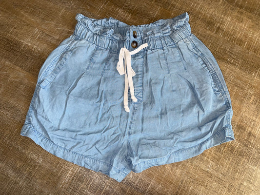 Zenana (Small) Blue Stretchy Tied Waistband Shorts