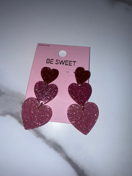 Brand New Heart Acrylic Dangle Earrings