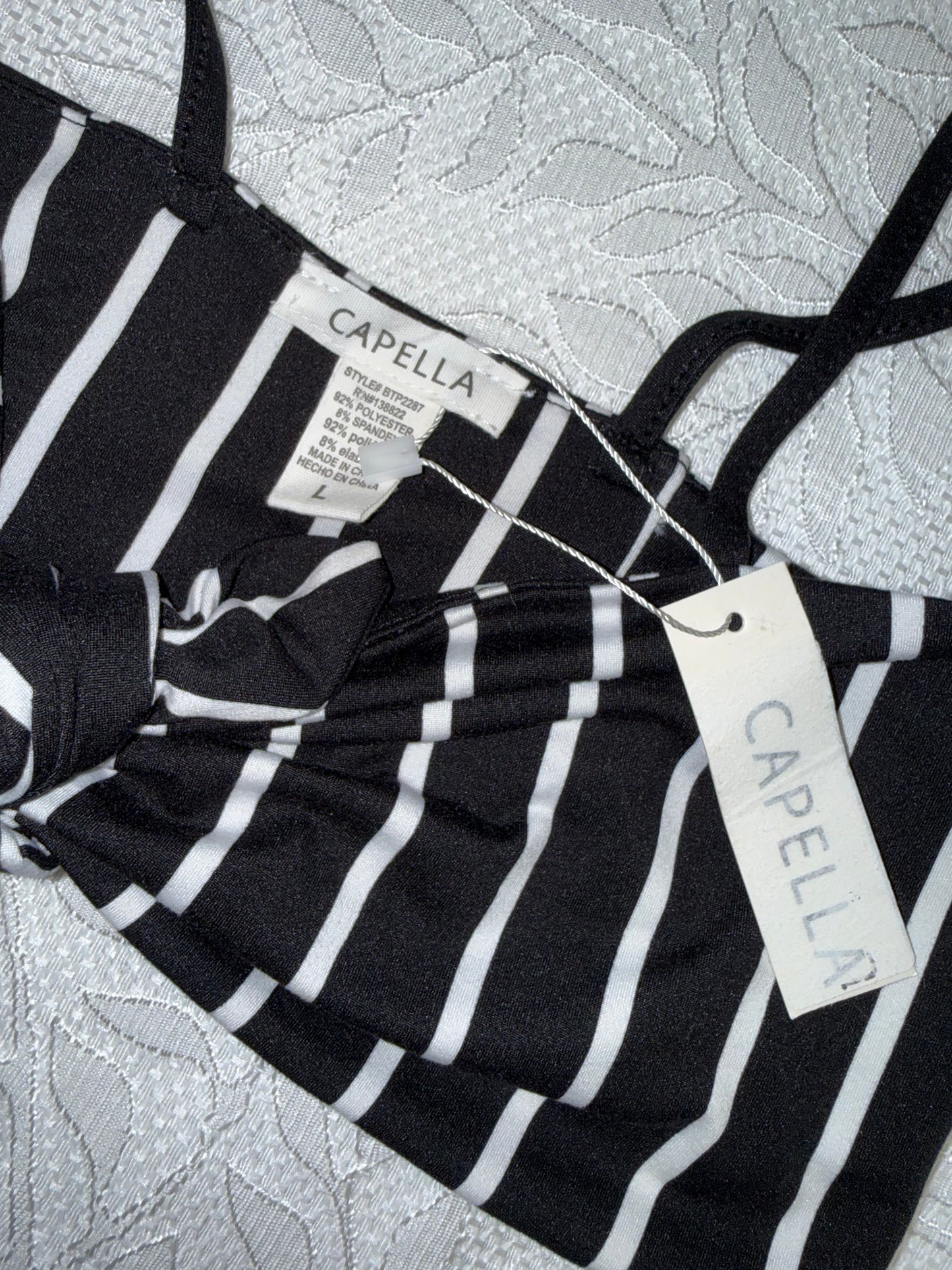 NWT Capella (Large) Brand New Black & White Striped Cropped Tank Top