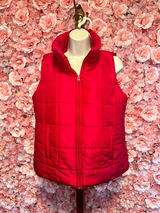 New York & Company (Medium) Hot Pink Zip Up Puffer Vest