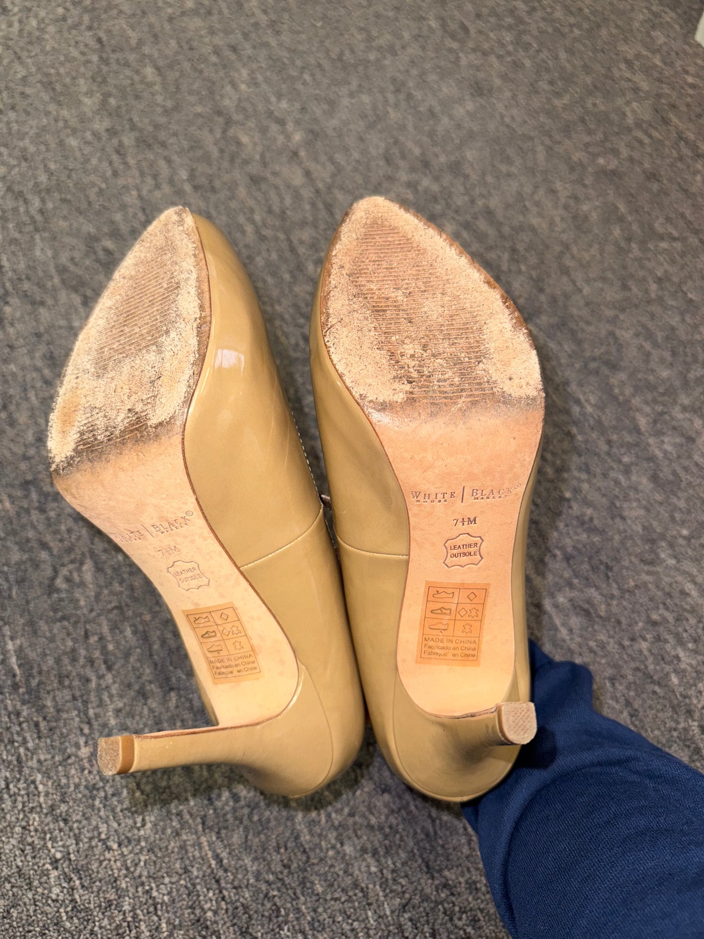 White House Black Market (7 1/2) Tan High Heels with Buckle Strap