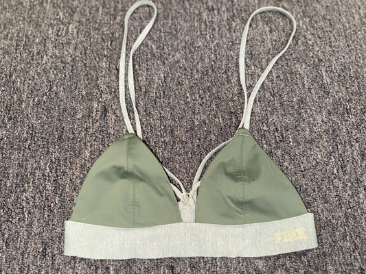 PINK Victoria's Secret Bonded (XS) Grey//Green Triangle Bra