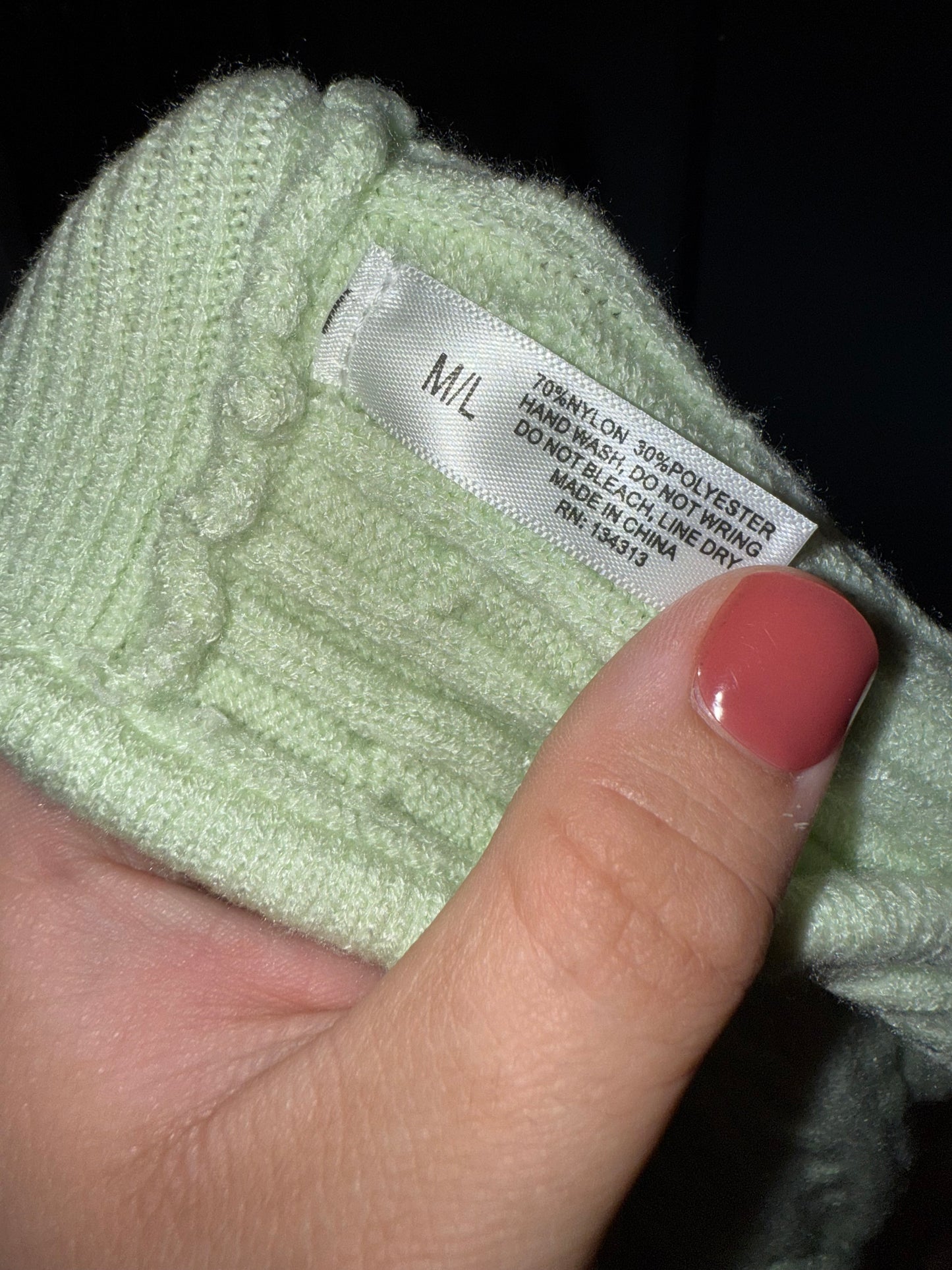 (M/L) Light Green Cable Knit Cropped Tank Top