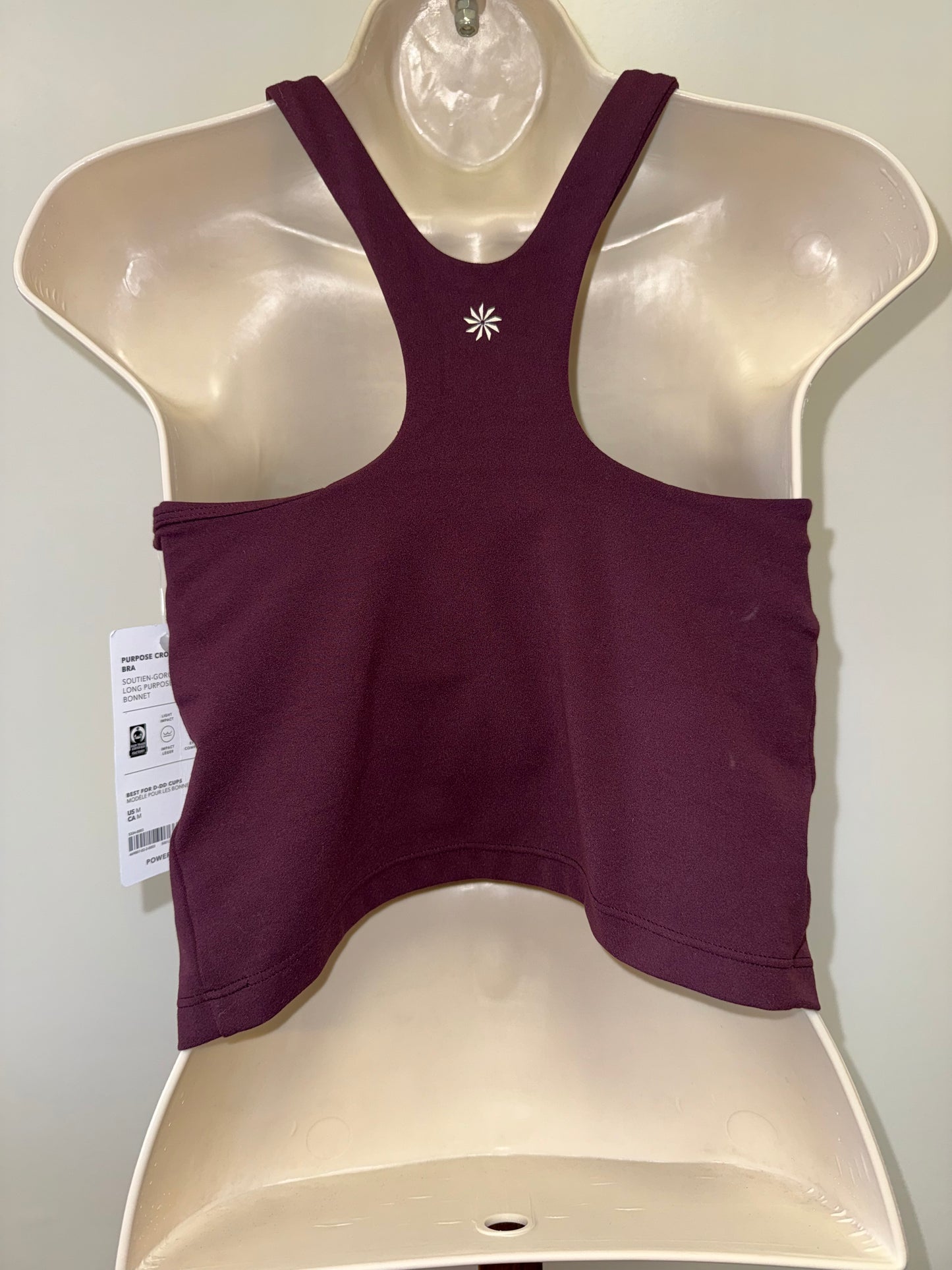 NWT Athleta (Medium) Brand New Maroon Padded Purpose Crop Bra