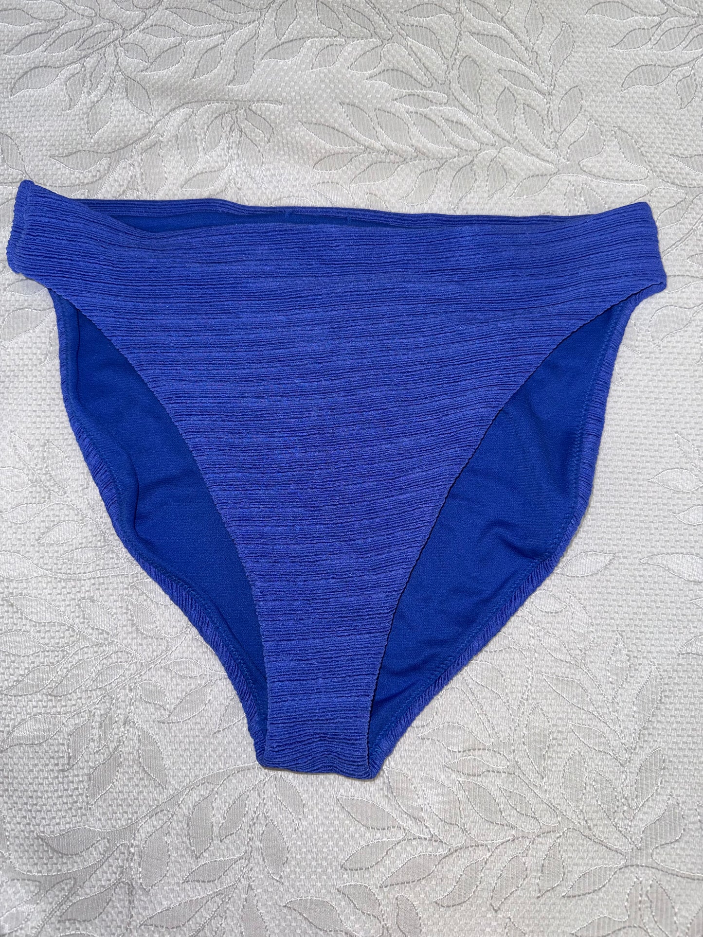 Ambrielle (Large) Blue High Rise Ribbed Bikini Swim Bottoms