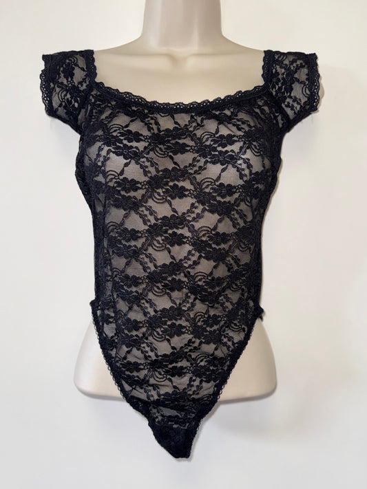 Victoria's Secret (Small) Black Lace Sheer Lingerie Bodysuit
