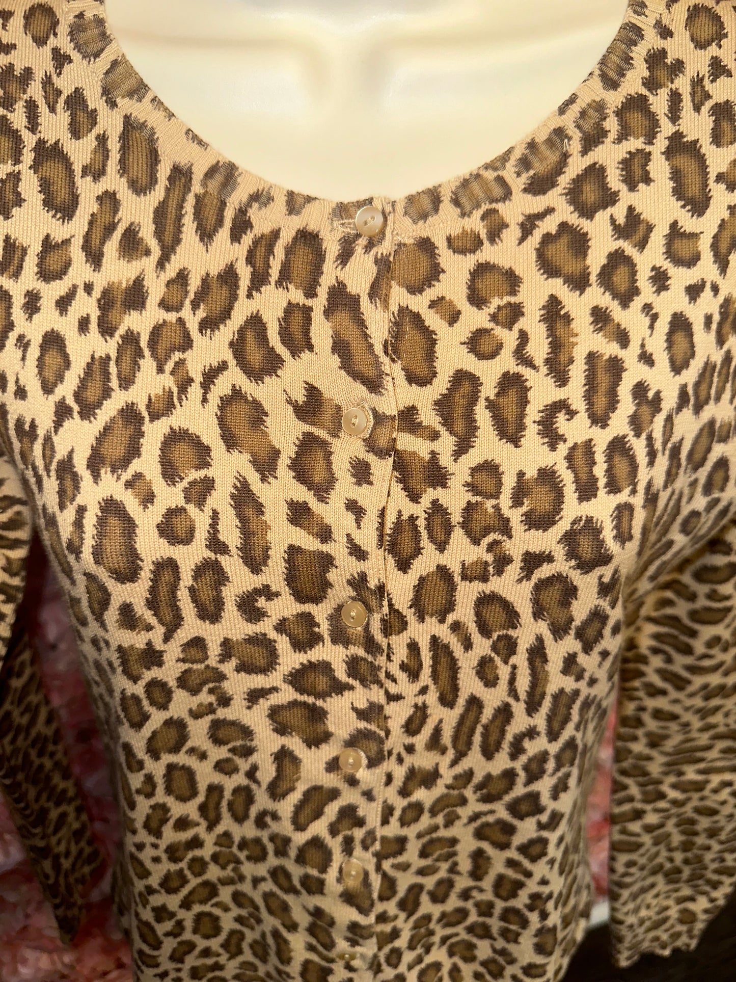 Gap (Small) Tan//Brown Cheetah Print Button Up Sweater Cardi