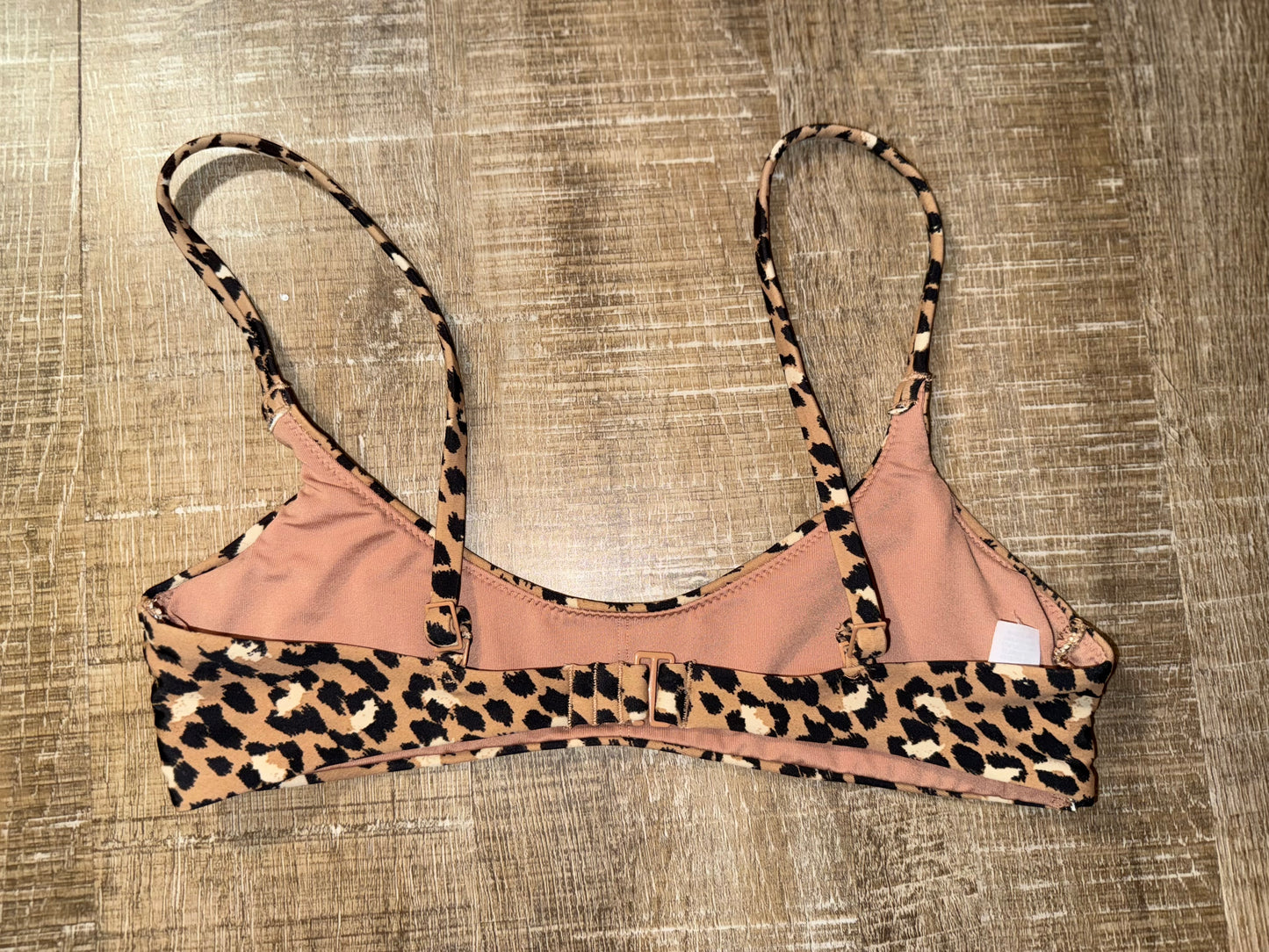 aerie (XS) Brown Cheetah Print Scoop Neck Swim Top