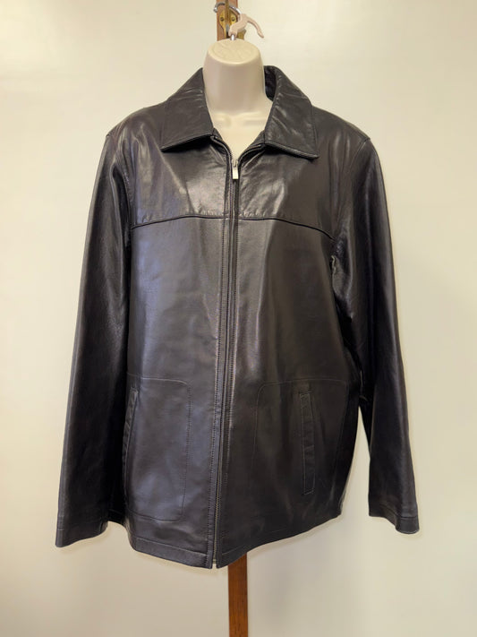 Apt. 9 (Medium) Black Lambskin Heavy Zip Up Coat