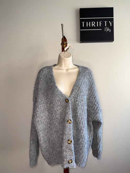 Arizona (Medium) Grey Knit Oversized Sweater Cardigan