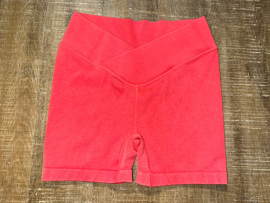 JoyLab (Medium) Coral Ribbed Biker Shorts with Criss Cross Waist