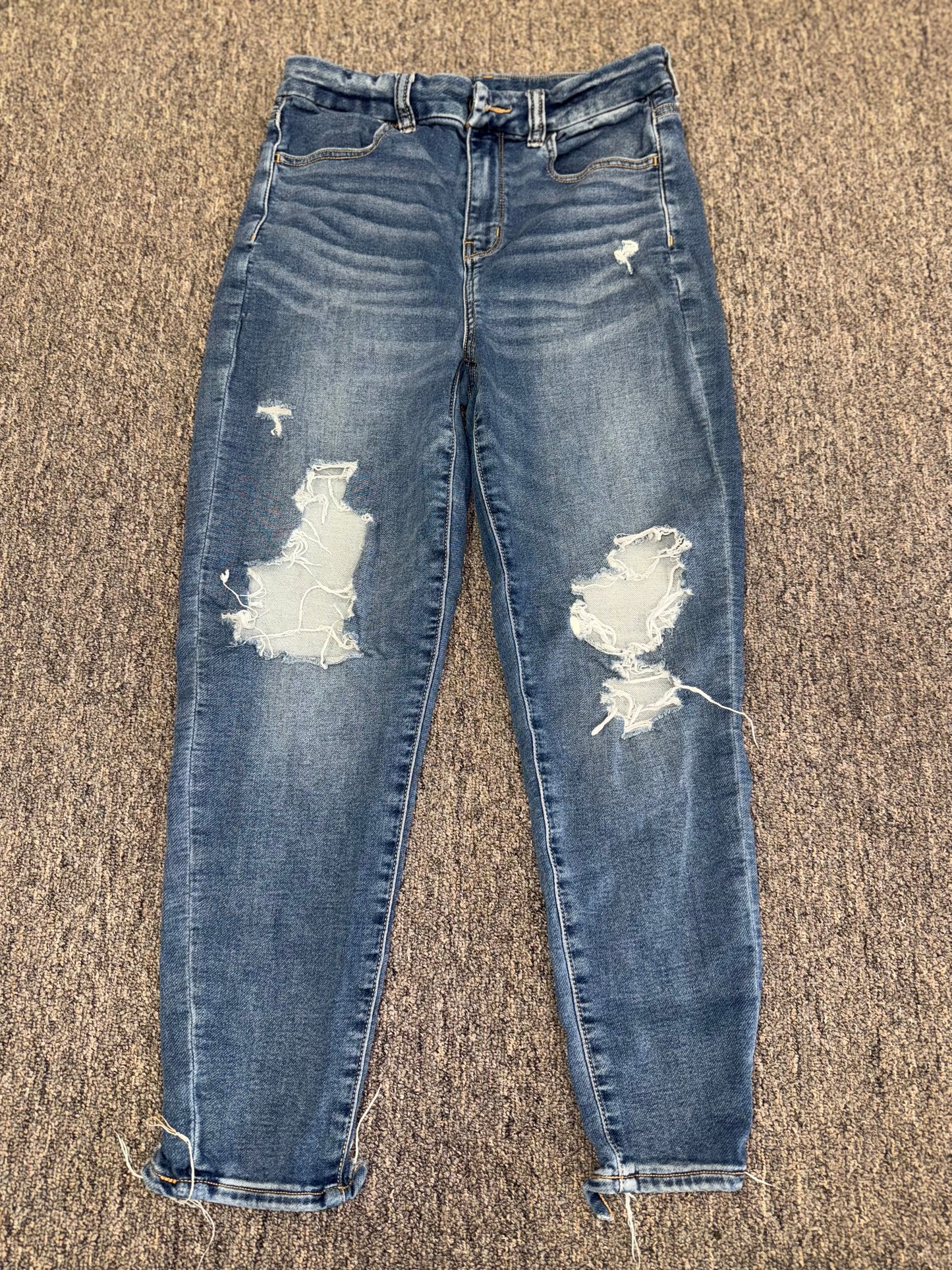 American Eagle (6 Short) Distressed Curvy Hi-Rise Jegging Denim Jeans w Stretch