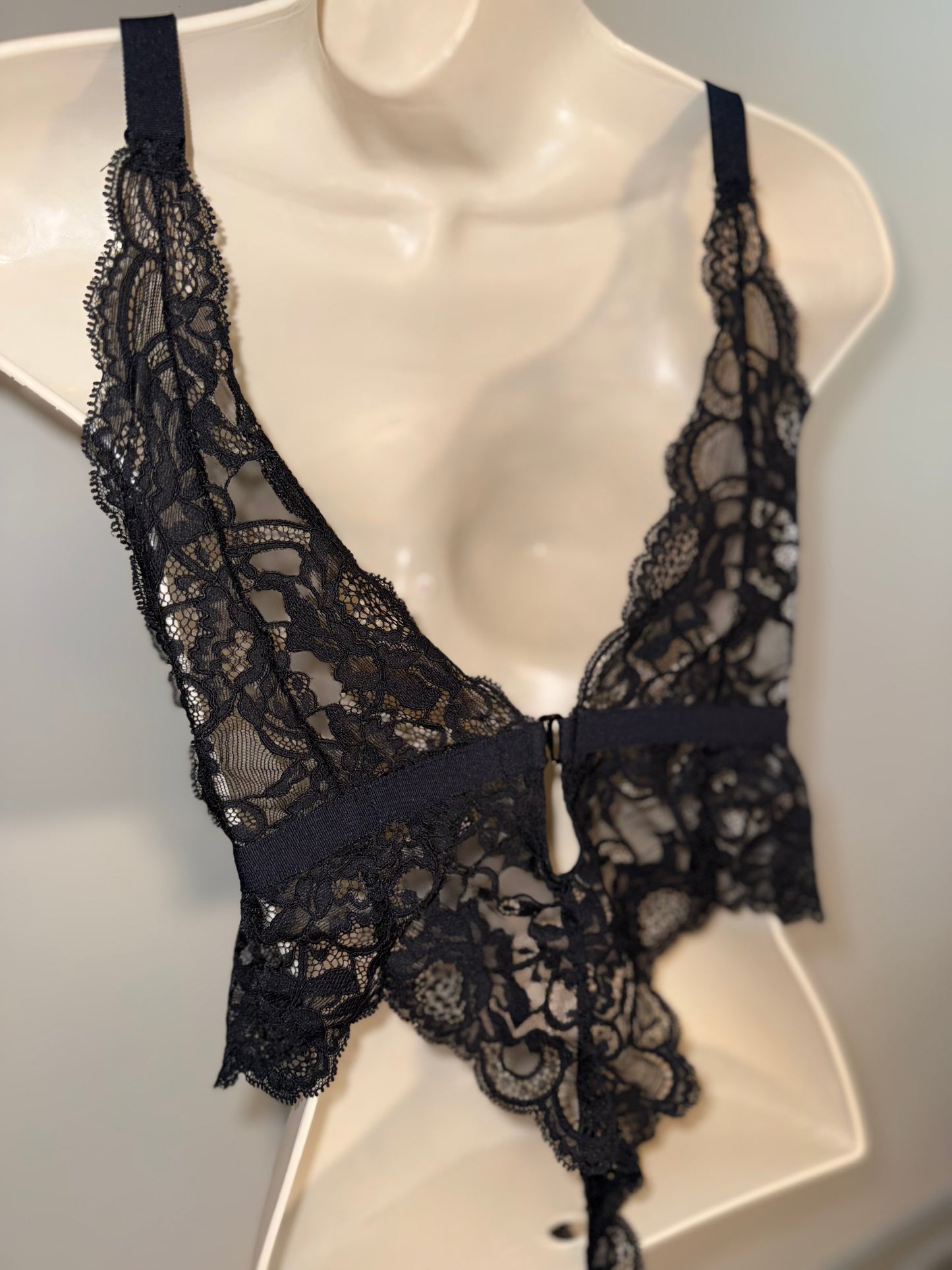 Victoria's Secret (Medium) Black Lace One Piece Bodysuit Lingerie