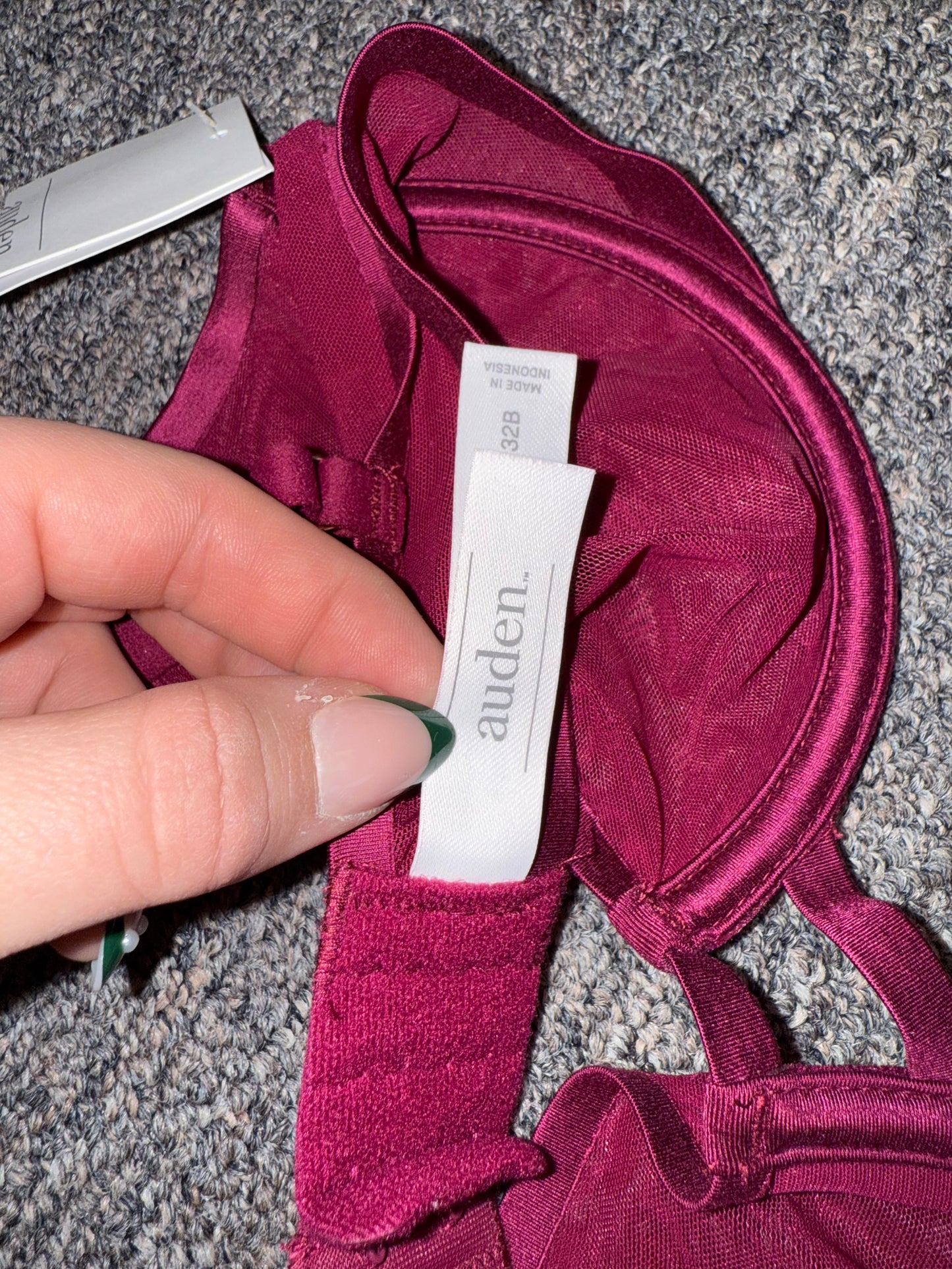 NWT Auden (32B) Brand New Maroon Sheer Demi Bra