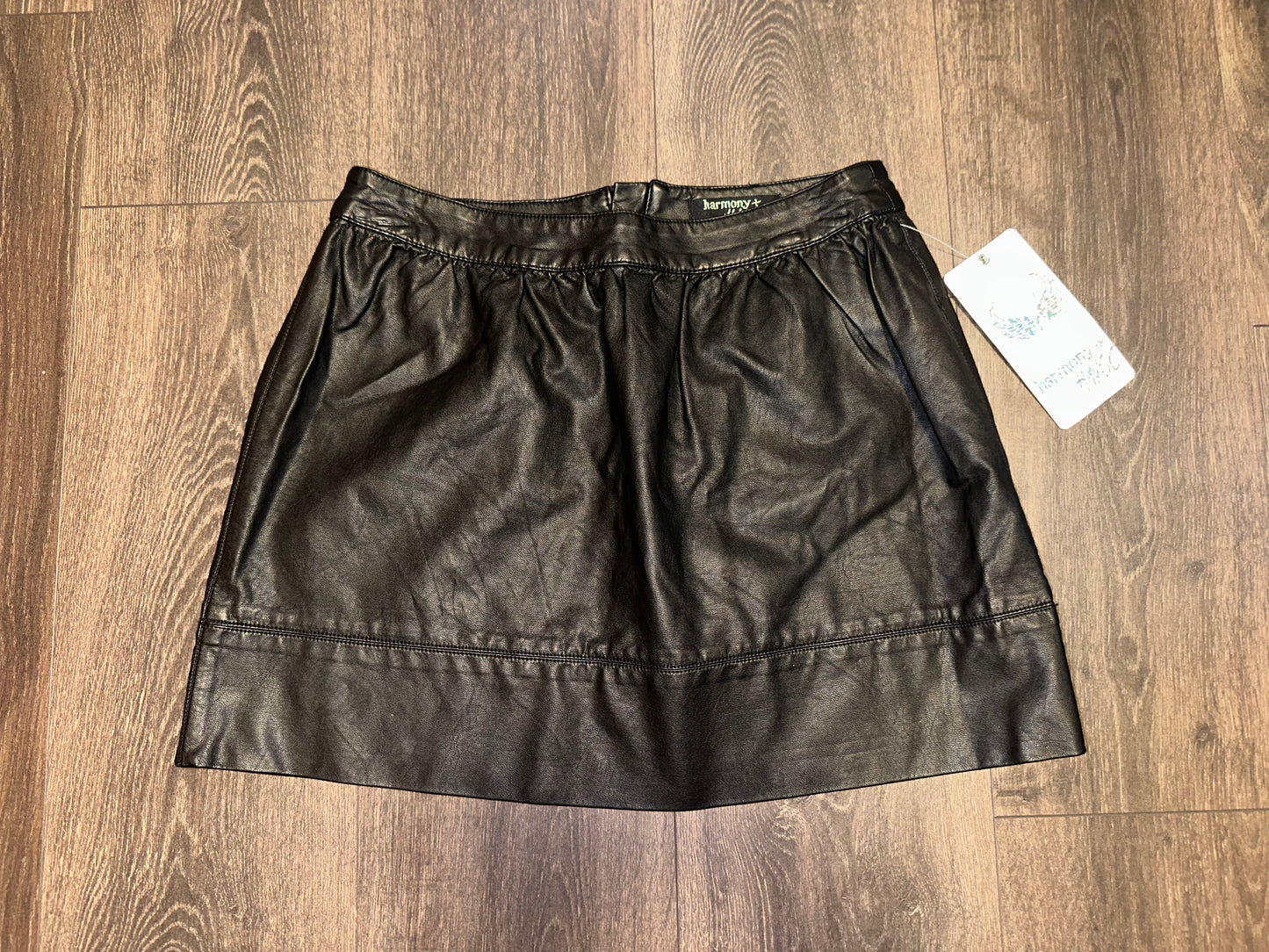 NWT Harmony + Havoc (Medium) Brand New Black Faux Leather Mini Skirt